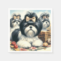 Cute Vintage peinture Shih-Tzu