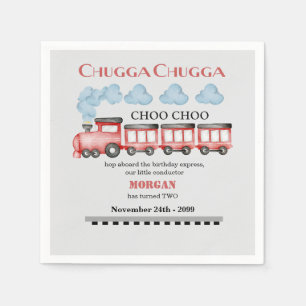 Serviette En Papier Cute Watercolor Red Train 2e anniversaire