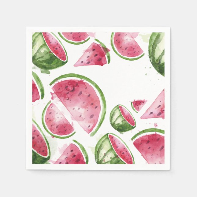 Serviette En Papier Cute Watercolor Watermelon (Devant)