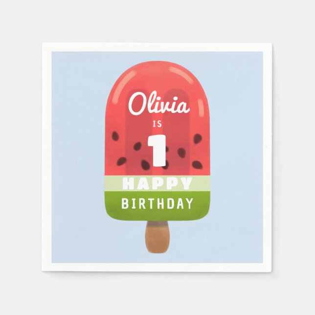 Serviette En Papier Cute Watermelon Popsicle 1er anniversaire (Devant)