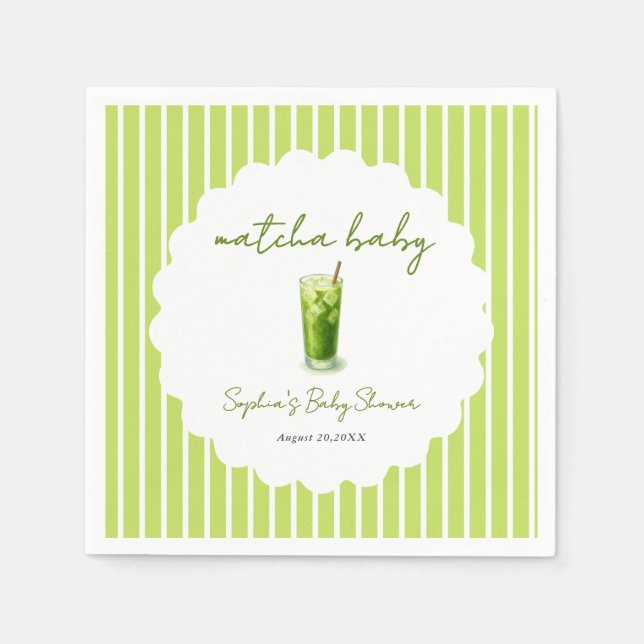 Serviette En Papier Cute Wavy Matcha Baby Green Modern Baby Shower (Devant)