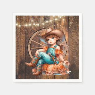 Serviette En Papier Cute Western Cowgirl fête d'anniversaire