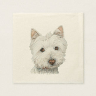 Serviette En Papier Cute Westie Chien Art Cocktail Napkin