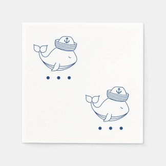 Serviette En Papier cute whale nautical theme party napkins