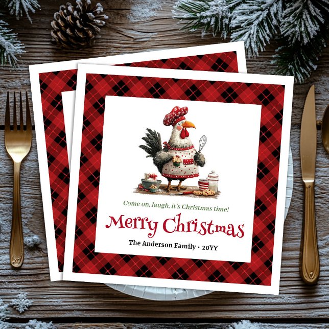 Serviette En Papier Cute Whimsical Chickens Editable Cartoon Style   (Cute Whimsical Chickens Editable Cartoon Style Christmas Napkins

)