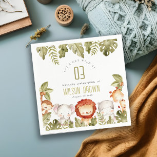 Serviette En Papier Cute Wild Tropical Safari Animaux Anniversaires de