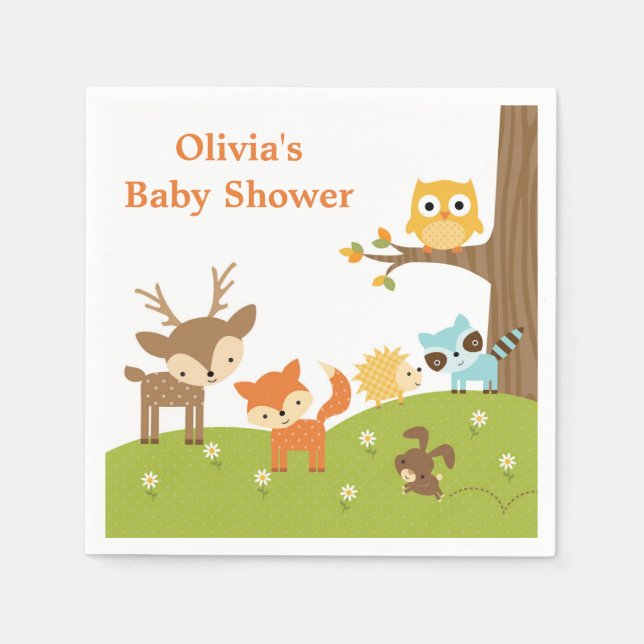 Serviette En Papier Cute Woodland (Devant)