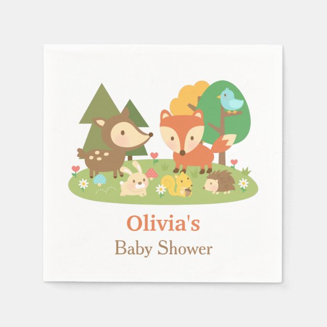 Serviette En Papier Cute Woodland Animal Baby shower Partie Fourniture (Devant)