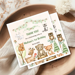 Serviette En Papier Cute Woodland Animaux 1er Anniversaire Party Napki