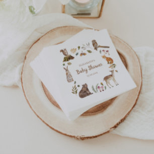 Serviette En Papier Cute Woodland Animaux Baby showers neutres selon l