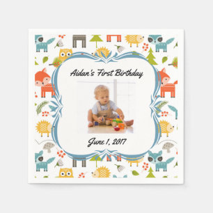 Serviette En Papier Cute Woodland Animaux Photo Party Personnalisée N