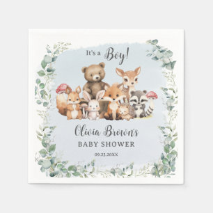 Serviette En Papier Cute Woodland Animaux Végétation Boy Baby shower
