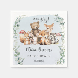 Serviette En Papier Cute Woodland Animaux Végétation Boy Baby shower