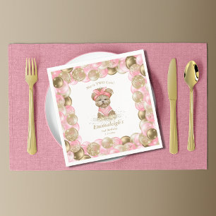 Serviette En Papier Cute Yorkie Deux mignonnes Balloon Anniversaire Pa
