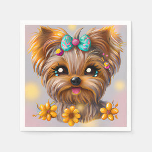 Serviette En Papier Cute Yorkie Kawaii Puppy