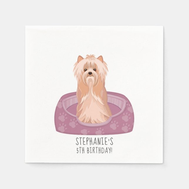 Serviette En Papier Cute Yorkshire Terrier Anniversaire serviettes (Devant)