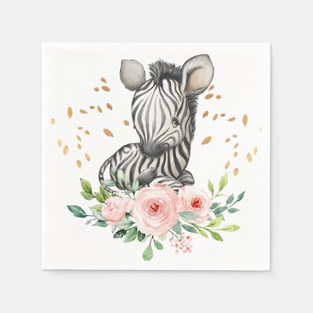 Serviette En Papier Cute Zebra Anniversaire Baby shower (Devant)