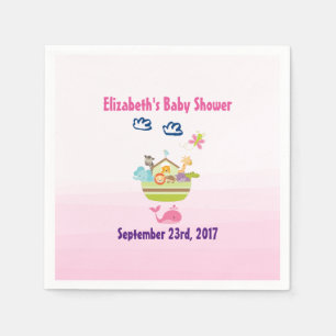 Serviette En Papier Cute Zoo Animal Ark Baby shower rose