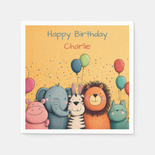 Serviette En Papier Cute Zoo Animaux Party avec Ballons et Confetti
