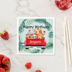 Serviette En Papier Cute Zoo jungle ferme camion garçon Fête d'anniver
