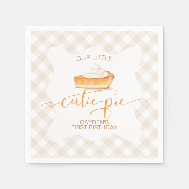 Serviette En Papier Cutie Pie citrouille pie Chute plaid Premier anniv (Devant)