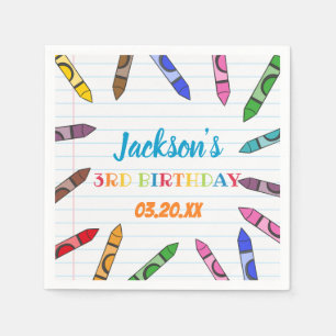 Serviette En Papier Cuties Crayon Art Papier Coloré Fête Anniversaire