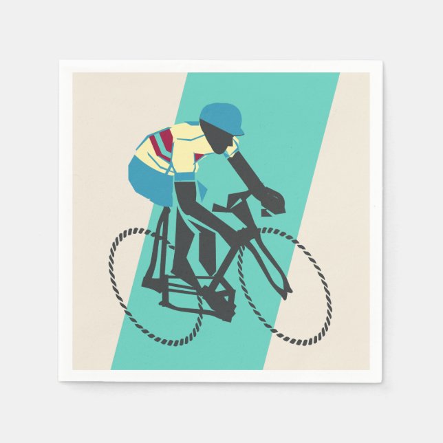 Serviette En Papier Cyclisme (Turquoise) (Devant)