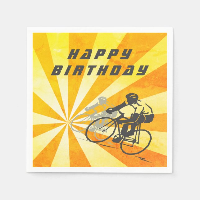 Serviette En Papier Cyclistes routiers avec Retro Sunburst Bike Annive (Devant)