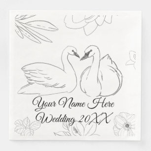 Serviette En Papier Cygne et botanique