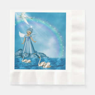 Serviette En Papier Cygnes Blanches Et Angel