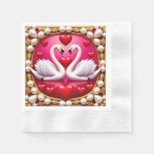 Serviette En Papier Cygnes de mariage romantiques Table élégante de do