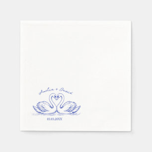 Serviette En Papier Cygnes oiseaux amoureux Serviettes dessinées à la