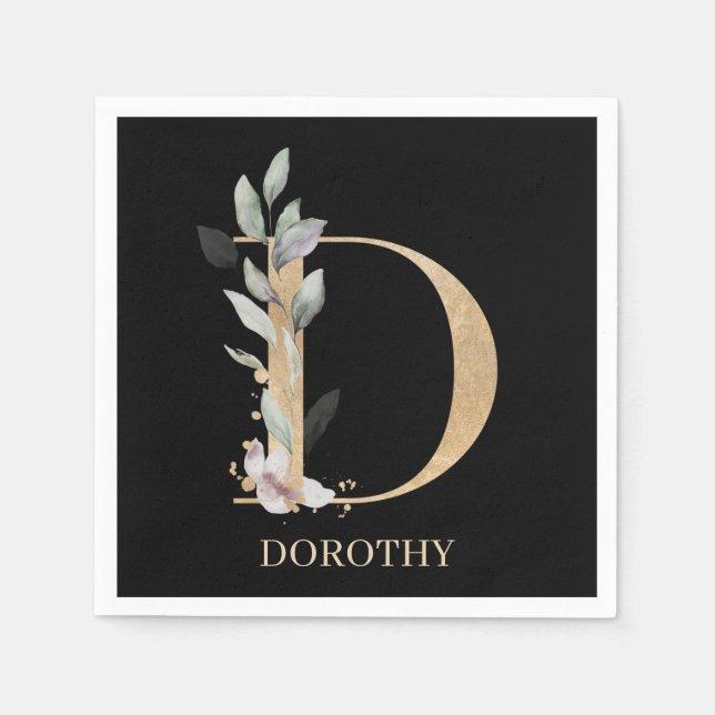 Serviette En Papier D Monogram Floral serviettes personnalisées (Devant)