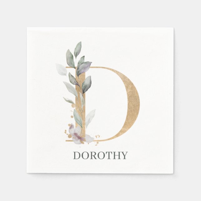 Serviette En Papier D Monogramme Floral Personnalisé (Devant)