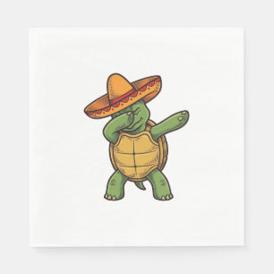 Serviette En Papier Dabbing Tortue Sombrero Vintage Vector Design_1