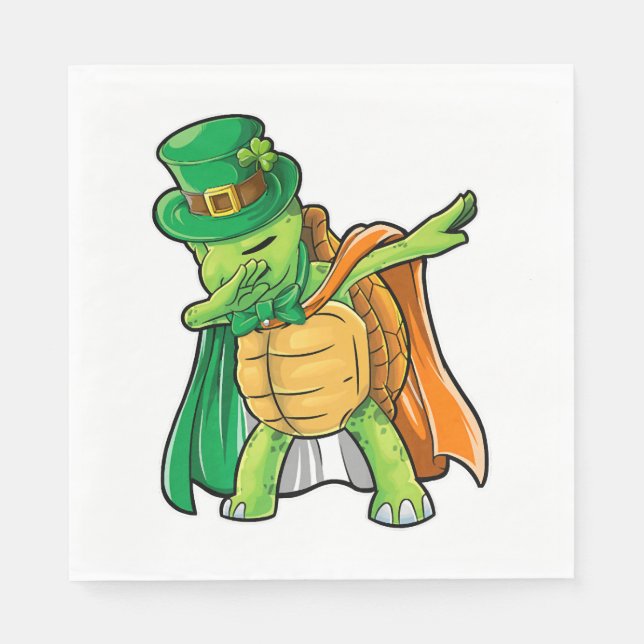 Serviette En Papier Dabbing Turtle Jour de la Saint Patrick Garçons Le (Devant)