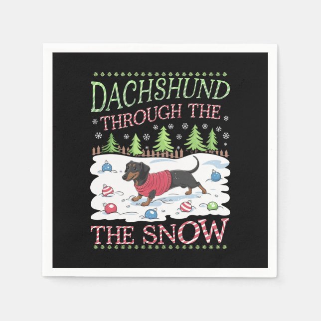 Serviette En Papier Dachshund à travers la neige (Devant)