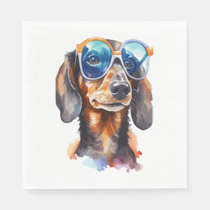 Serviette En Papier Dachshund avec lunettes de soleil 4