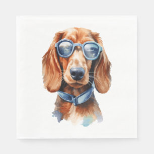 Serviette En Papier Dachshund avec lunettes de soleil 5