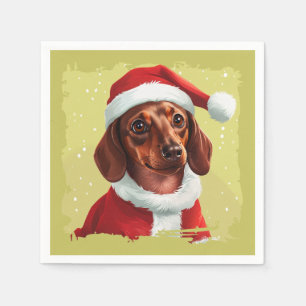 Serviette En Papier Dachshund avec tenue du Père Noël - Noël 1