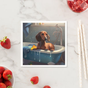 Serviette En Papier Dachshund Bathtime Fun