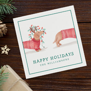 Serviette En Papier Dachshund Chien Cosy rouge vêtu Sweat de Noël