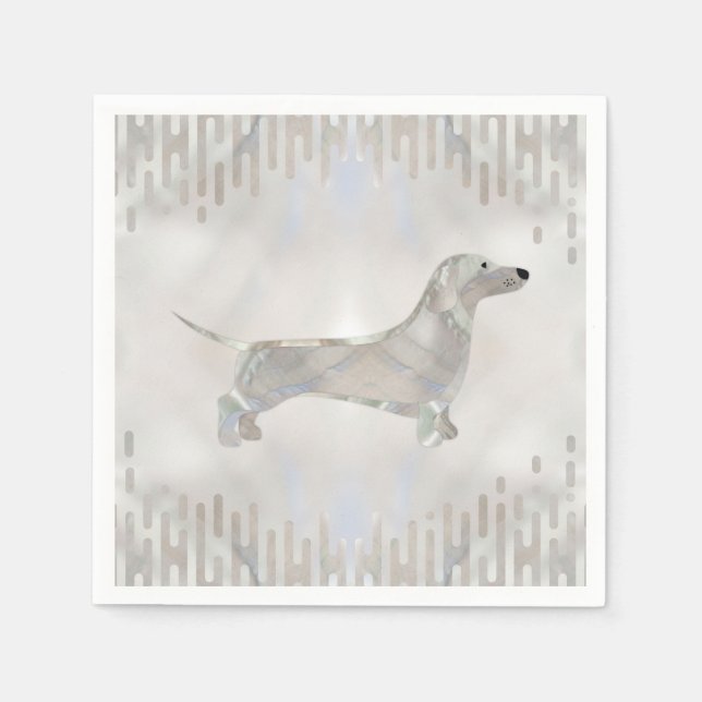 Serviette En Papier Dachshund chien - Doxie perle silhouette (Devant)