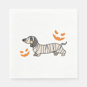 Serviette En Papier Dachshund Chien Halloween Candy Corn Pleine lune