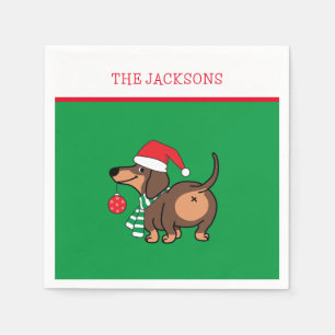 Serviette En Papier Dachshund Chien mignonne Joyeux Noël