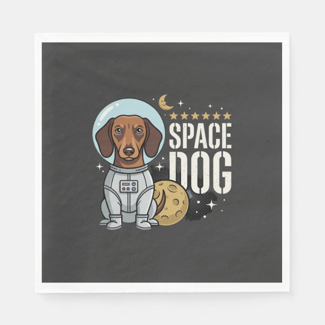 Serviette En Papier Dachshund Chien Spatial Astronaute Vecteur (Devant)