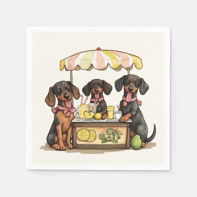 Serviette En Papier Dachshund Chiens Lemonade Stand (Devant)