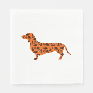 Serviette En Papier Dachshund Citrouille Witch Bat Drôle Halloween Éff