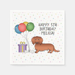 Serviette En Papier Dachshund de dessin animé aux longs cheveux roux J