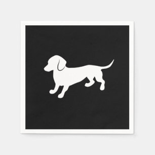 Serviette En Papier Dachshund Design noir et blanc